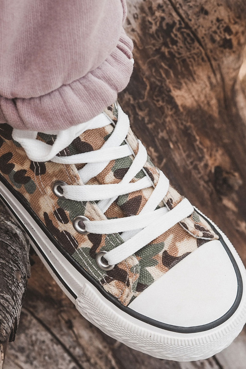 Dětské vysoké tenisky s zipem Béžová a zelená Filemon