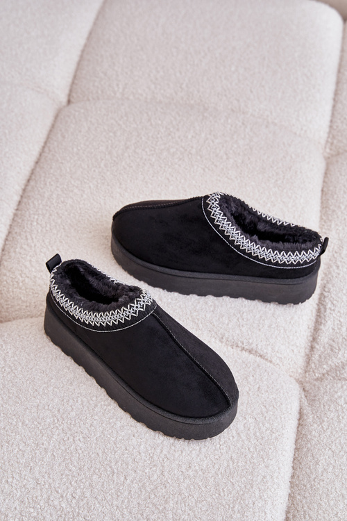 Dámske Snehule Na Platforme Zateplené Kožúškom Čierne Popruhy