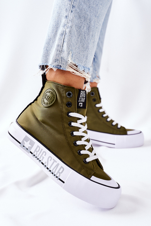 Vysoké tenisky na platforme Big Star II274017 Khaki