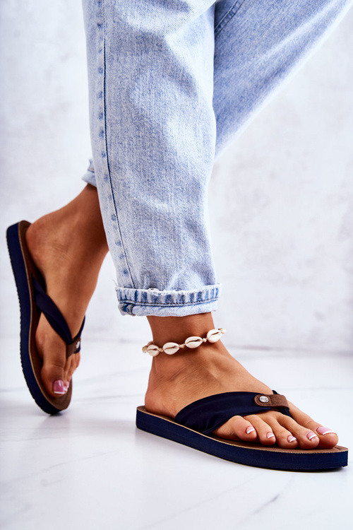 Dámsky materiál flip -flops veľká hviezda jj274a346 Navy Blue