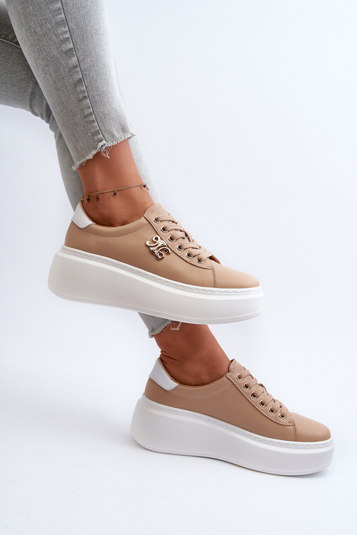 Hnědé Dámské Kožené Tenisky Na Platformě Pernalia