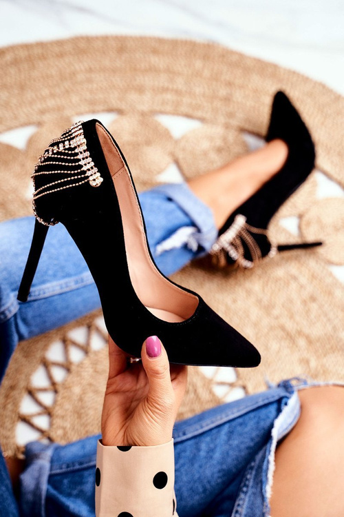 Dámske vysoké podpätky Čierne semišové večierky Pacardo