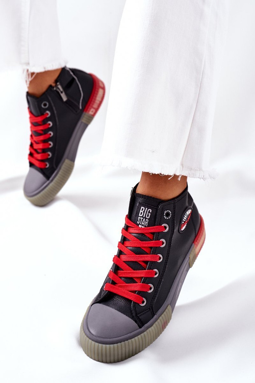 Dámské Kožené Vysoké Tenisky Big Star II274139 Černé