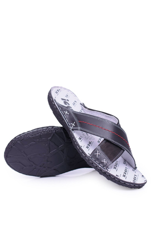 Černé lehké kožené pánské pantofle Okay