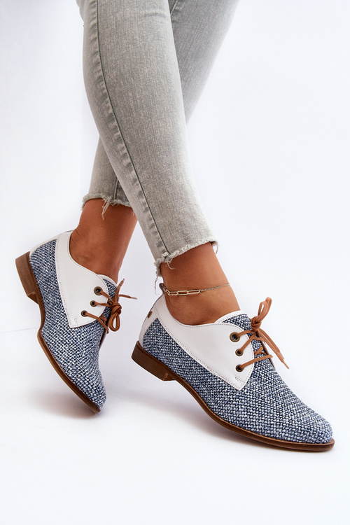 Dámské Kožené Polobotky Na Ploché Podrážce Maciejka 06461-17 Modré