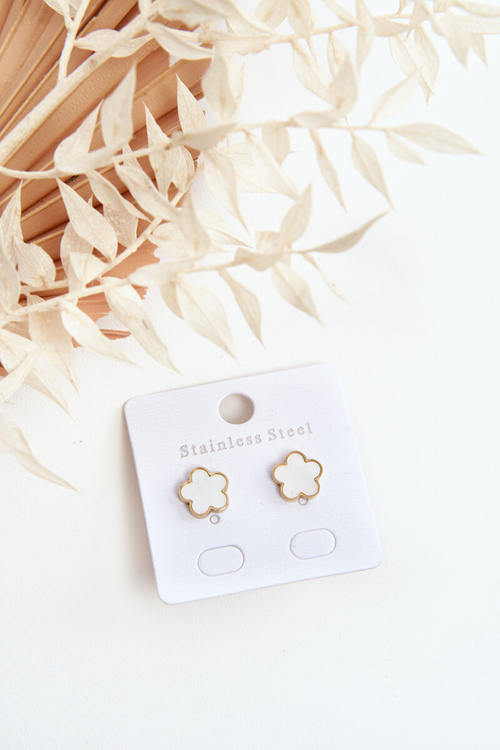 Jemné náušnice květiny Bíle a zlaté