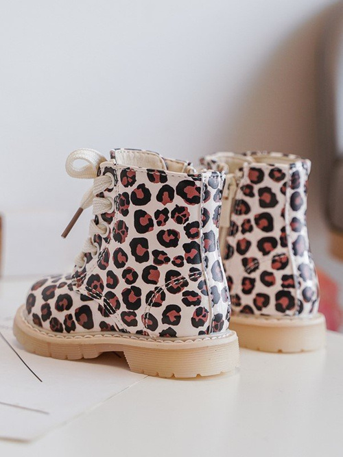 Ošetřené dětské boty na zip Bežovo-hnědé Dolida