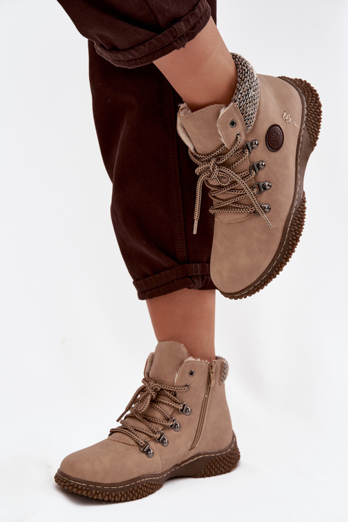 Vytápěné Kotníkové Traperky Dámské Béžové Zenaya