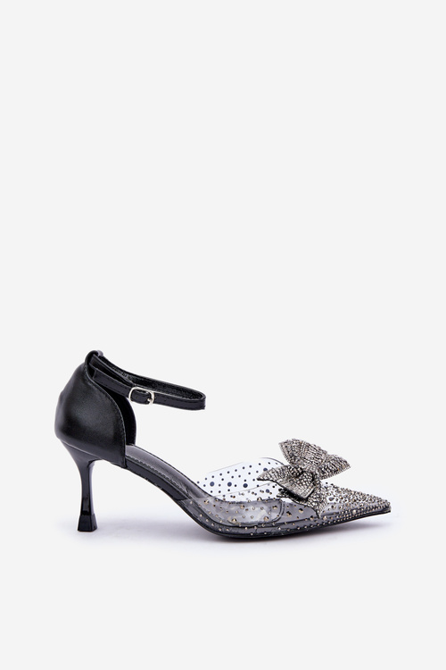 Ozdobené Lodičky S Mašľou Čierne Laviri