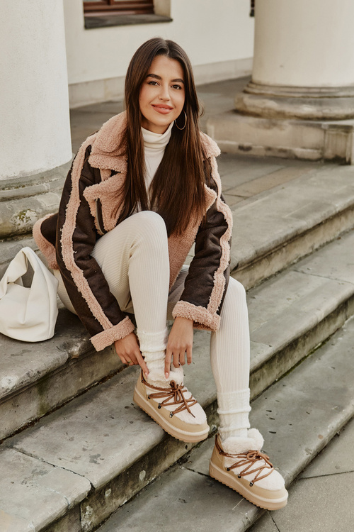 Nízké Sněhule Na Platformě S Kožešinou D.Franklin Béžové DFSH370011