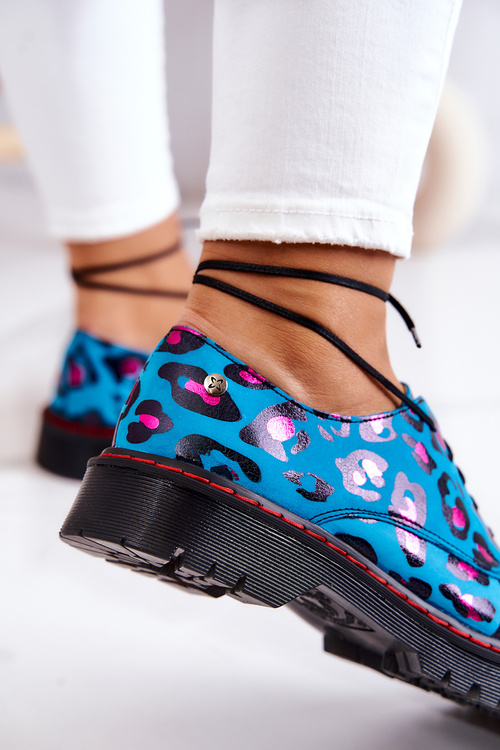 Dámske kožené topánky Oxford Maciejka 04087-47 modrá