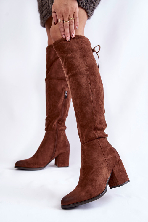 Dámské semišové nadkolenky La.Fi 270056FX-SU Tmavě hnědá