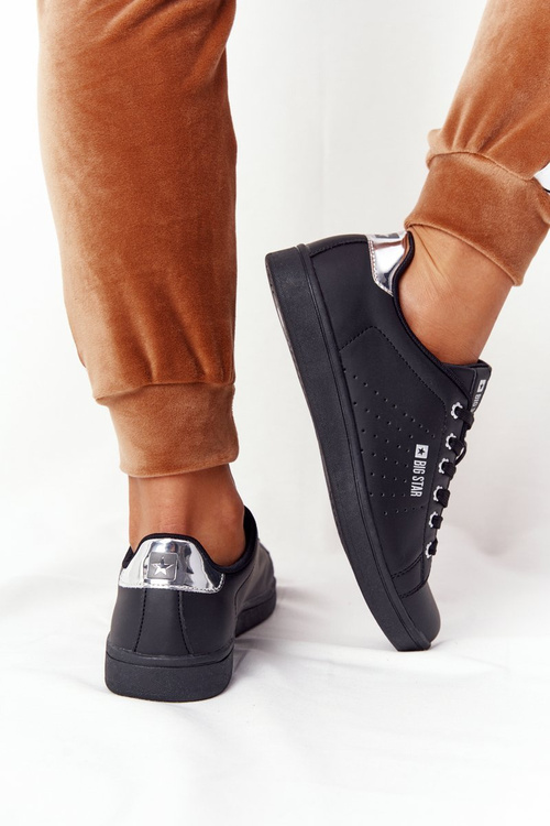 Dámske kožené tenisky Big Star DD274586 Čierna a strieborná