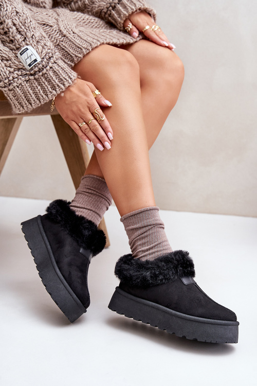 Dámske snehové topánky s čiernymi dažďami kožušina