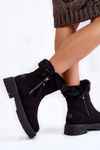 Semišové topánky s kožušinou na čiernom Zan Zan
