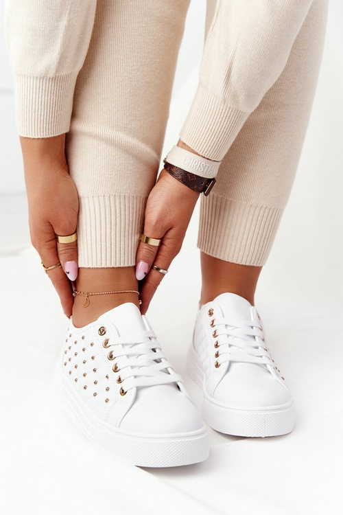 Dámská Tenisky S Prošíváním Bílé-Zlaté Fondness