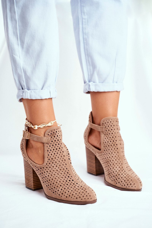 Dámske topánky na stĺpe semišovej otvorenej béžovej Morrena