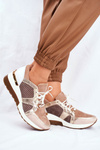 Kožené Klínové Tenisky Sneakers Béžove Nicole 2562
