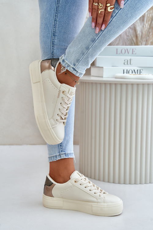 Zateplené dámské tenisky na platformě Big Star OO274A454 béžové