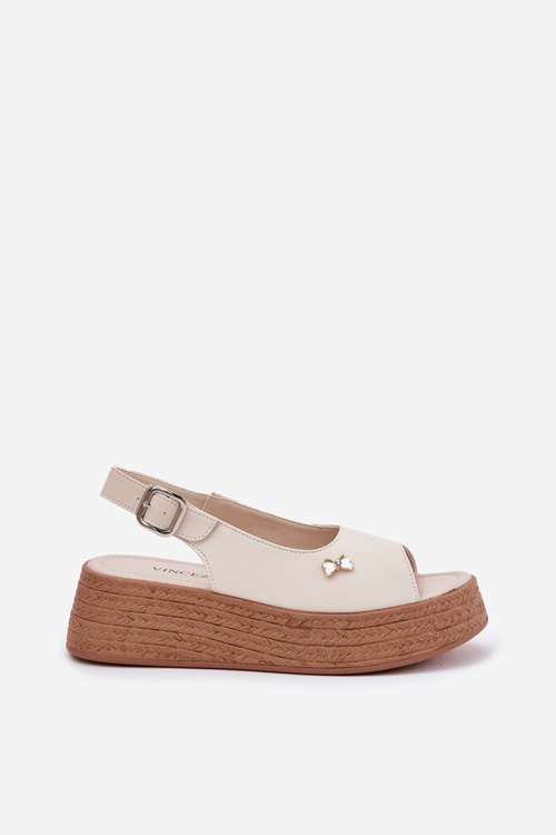 Dámske Kožené Sandále Na Klíne Vinceza 41476 Béžové