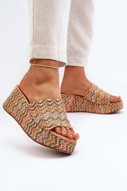 Dámské žabky na podpatku béžové Vanarila