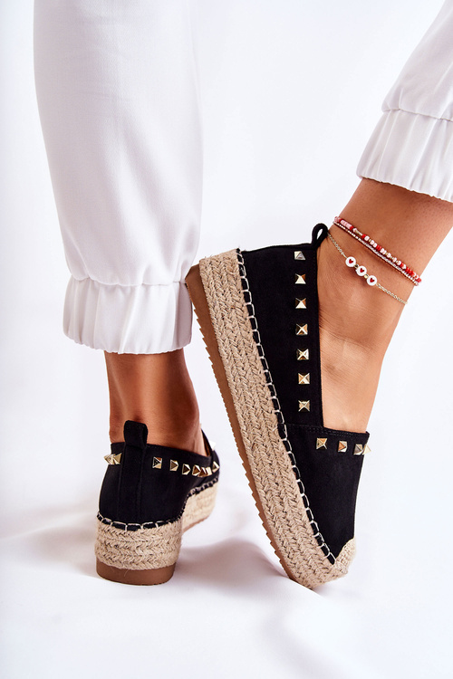 Dámské espadrilky s cvočky černe Laross