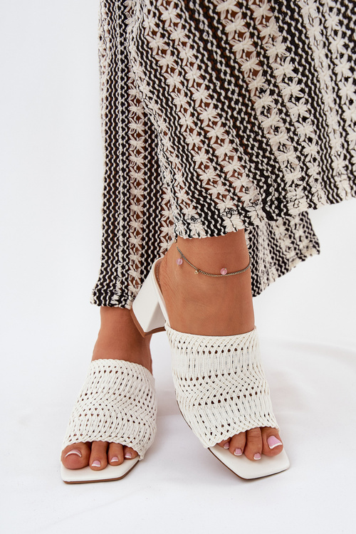 Dámske Šľapky S Pletením Na Opätku Biele Ciariloria