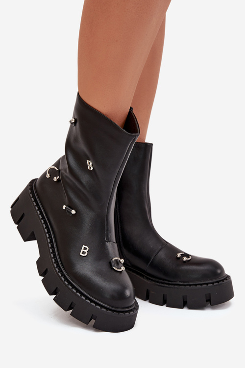 Zateplené Dámske Čižmy Na Zips S Ozdobami Čierne Thavira