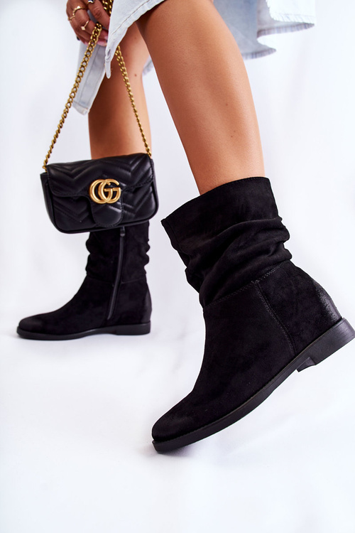 Ženské semišové topánky s vysokým čiernym Venisom