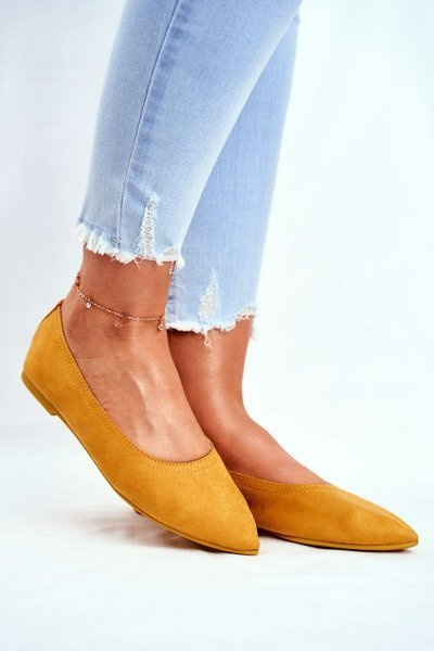 Dámské Baleríny Eko-Semišové Žluté Bellissima