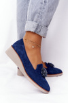 Elegantné topánky pre Vincezu 10580 kliny Navy Blue Suede