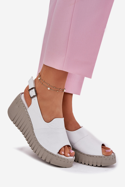 Dámské Sandály Z Přírodní Kůže Na Klínu Bílé Artiker 54C0786