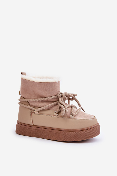 Dámské Sněhule Na Platformě Zateplené Kožíškem Béžové Aziara