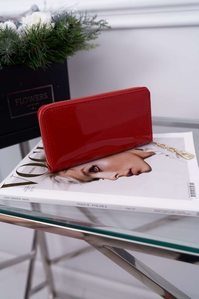 Dámská Peněženka Velká červená se Zlatým Dekorativním zipem