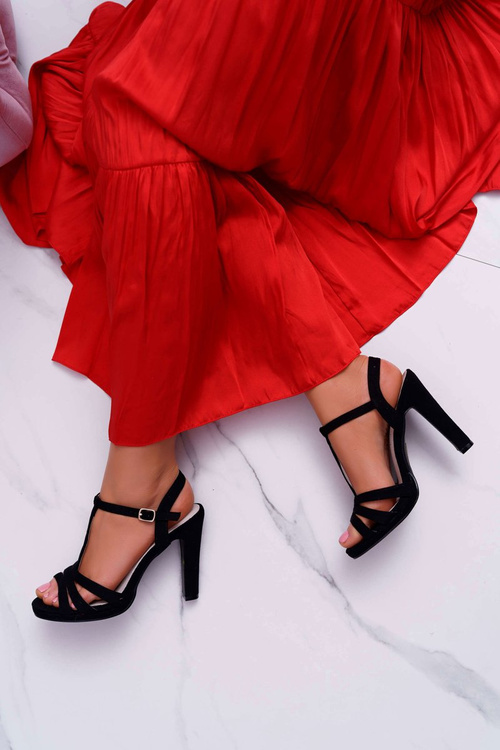 Dámska sandále semišová čierna sila