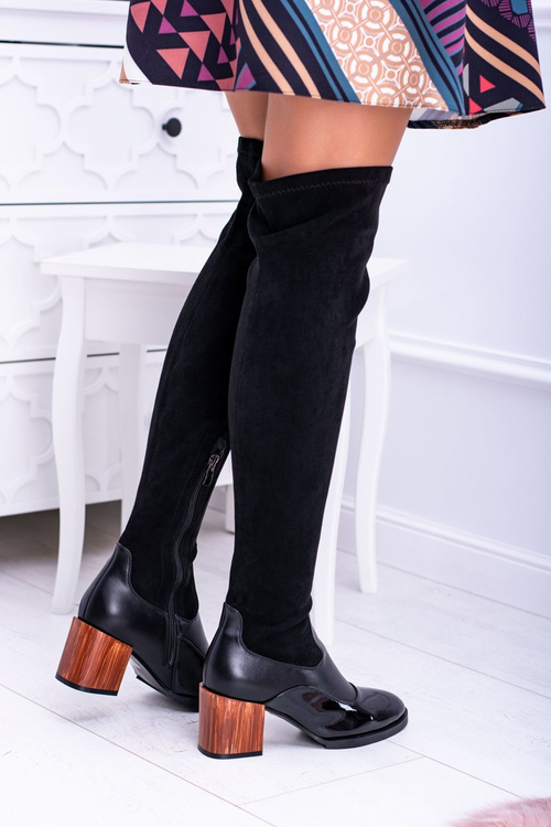 Lu Boo Black Dámske topánky na post semišový lak Jess