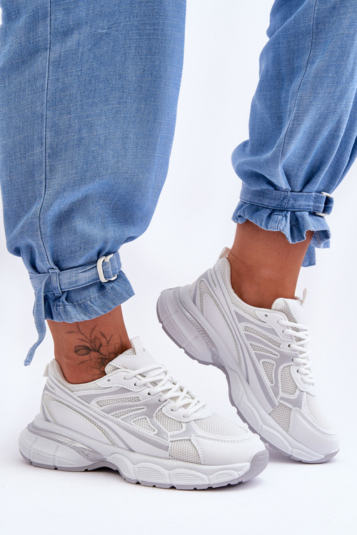 Dámska čipka bieleho emare -športové topánky