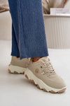 Zateplené Dámske Športové Topánky Na Šnurovanie Na Platforme Béžové Bialoa