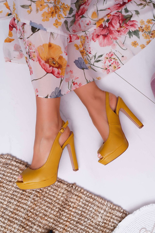 Dámske vysoké podpätky Platforma Sandals Yellow Lorajn