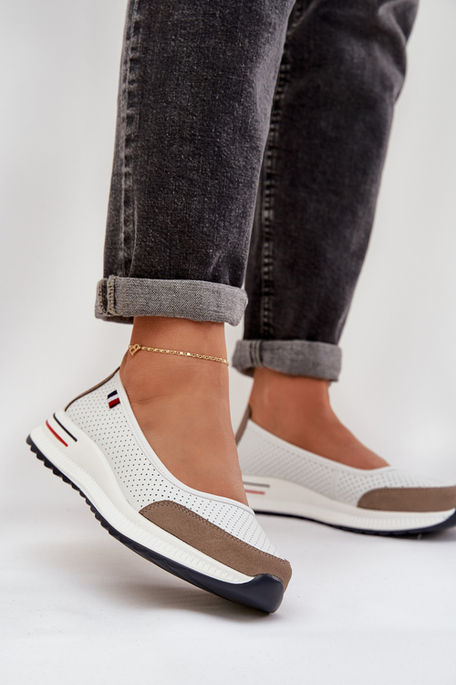 Kožené Baleríny Na Klíne Biele Nelviera