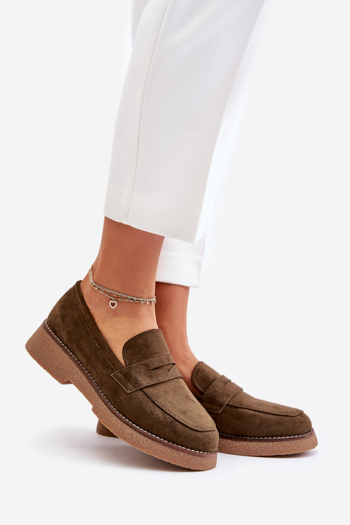 Klasické Dámske Mokasíny Z Eko Semišu Tmavozelené Belania