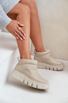 Zazoo 60470 Kožené boty zateplené vlnou na platformě světle béžové