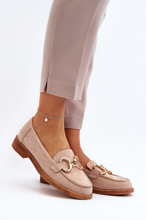 Dámske semišové mokasíny s ozdobou béžové Echonesa