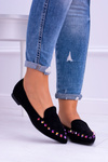 Lu Boo černé loafers Iridescent bodce Semiš Spike