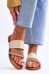 Dámske flip -flops flip -flops s dekoratívnou béžovou béžovou béžou