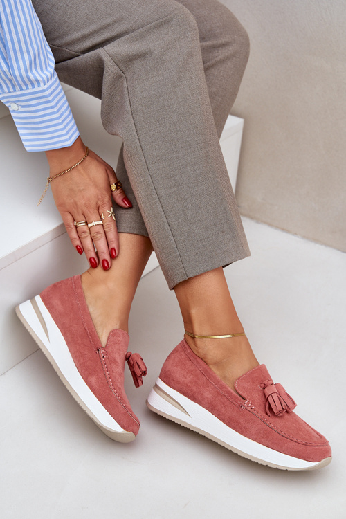 Mokasíny Na Delikátním Klínu Eko Semišové Růžové Challavia