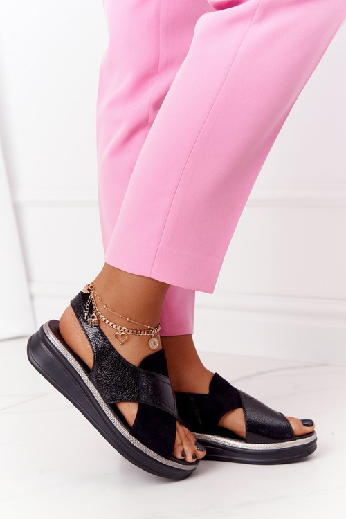 Nazouvací Sandály Na Platformě Sergio Leone SK029 Černé