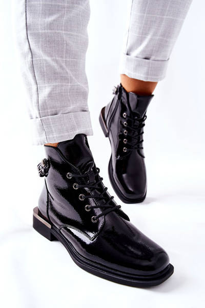 Boty Izolované Lakované Sergio Leone Se Zipem černé BT405