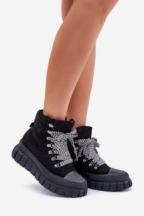 Dámske Zateplené Čižmy Na Platforme Čierne Alcyhen