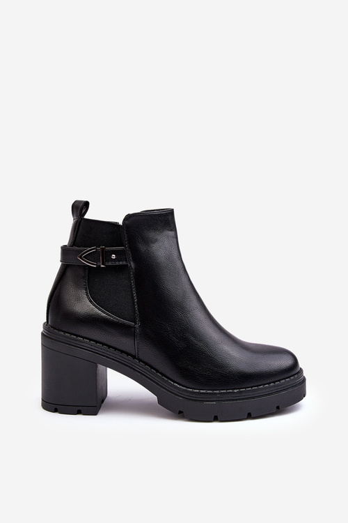 Dámské Kožené Boty Na Masivním Sloupku Černé Belinda